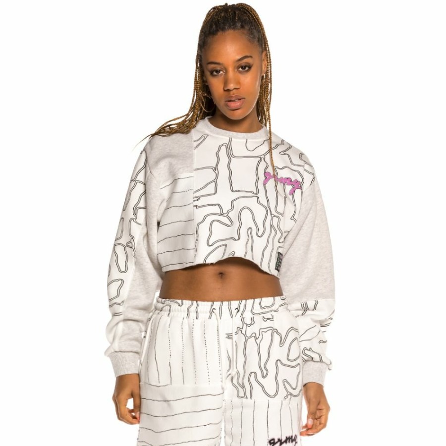 Grimey Sweatshirts | Grimey Strange Fruit All Over Print Crop Crewneck Spring 21 White