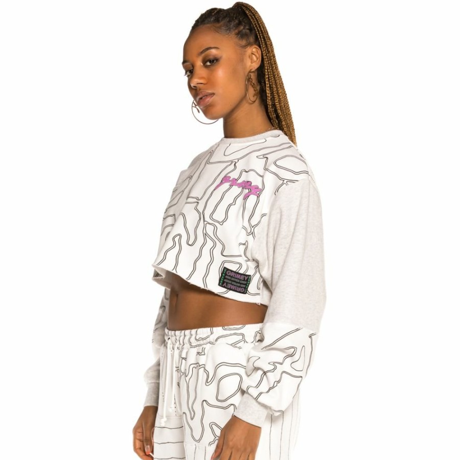 Grimey Sweatshirts | Grimey Strange Fruit All Over Print Crop Crewneck Spring 21 White