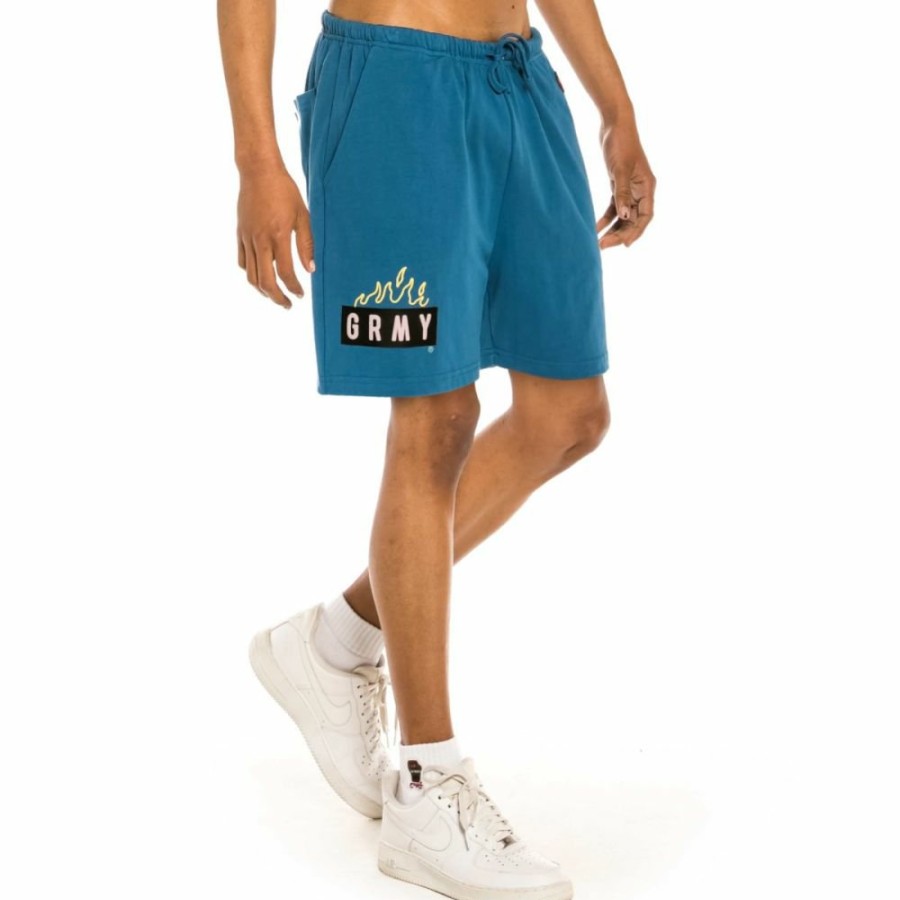 Grimey Shorts | Grimey "Trespass" Sweatshort - Blue -Summer 22