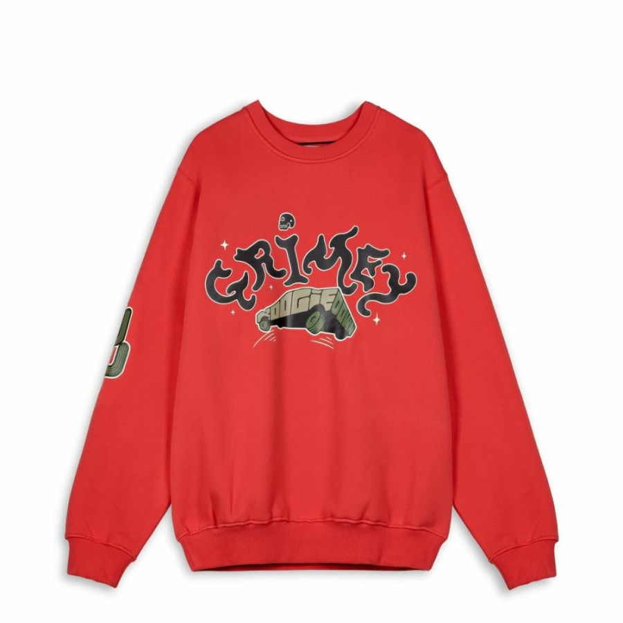 Grimey Organic | Grimey Causing Panic The Charleston Blvd Vintage Crewneck Red - Ss24