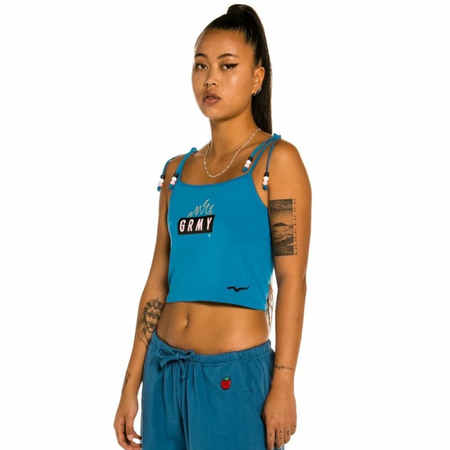 Grimey Tees & Tops | Grimey "Trespass" Girl Top - Blue - Summer 22