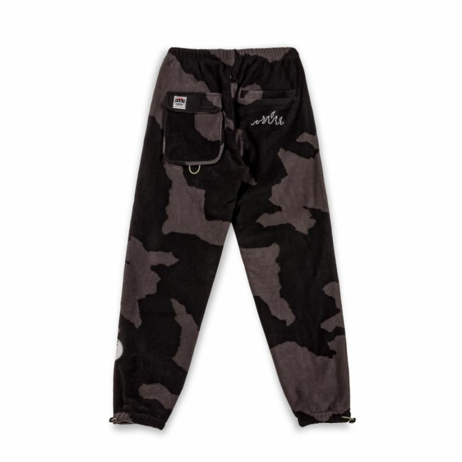 Grimey Pants | Grimey Back At You All Over Print Polar Fleece Track Pants - Black