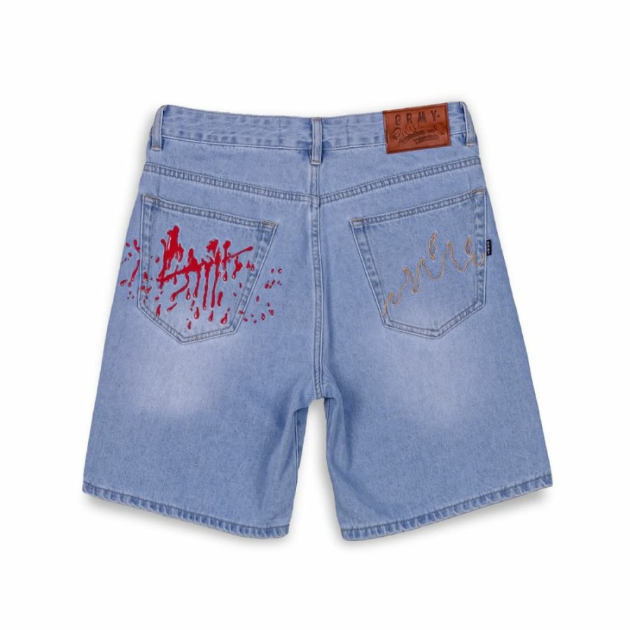 Grimey Shorts | Grimey The Toughest Shorts - Washed Light Blue - Spring 23