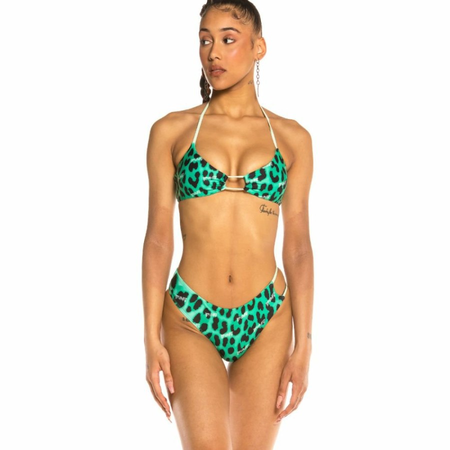 Grimey Swimwear | Grimey Yanga Leopard Bikini Bottom Ss20 Green