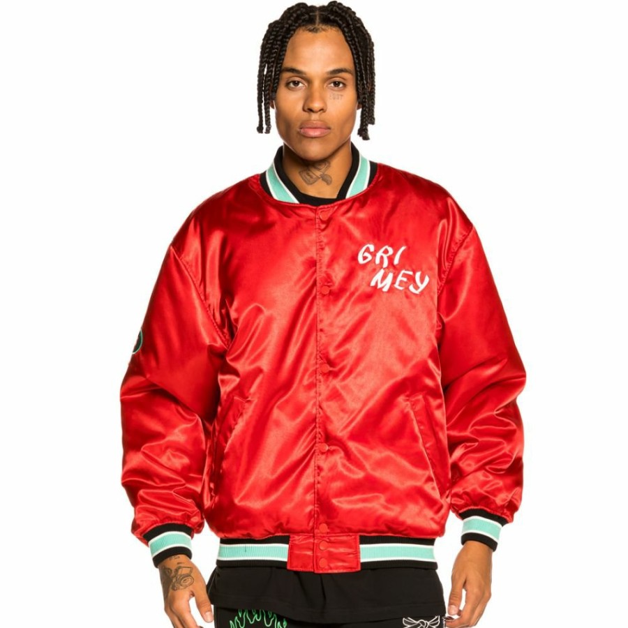 Grimey Jackets | Grimey "Destroy All Fear" Reversible Satin Jacket - Red - Fall 21