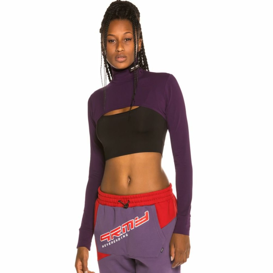 Grimey Tees & Tops | Grimey Vostok Girl Long Sleeve Crop Top Fw19 Purple