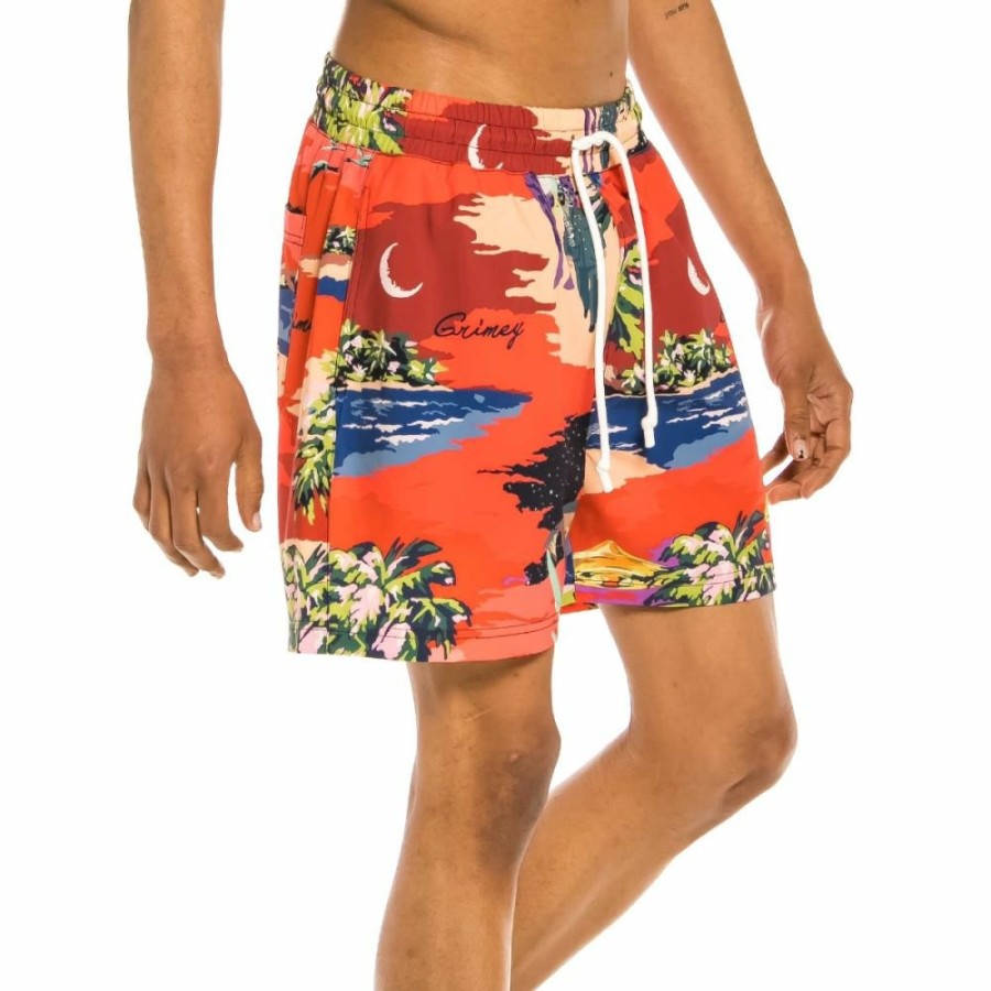 Grimey Swimwear | Grimey "Ocean Gateways" Swimming Shorts - Red - Summer 22