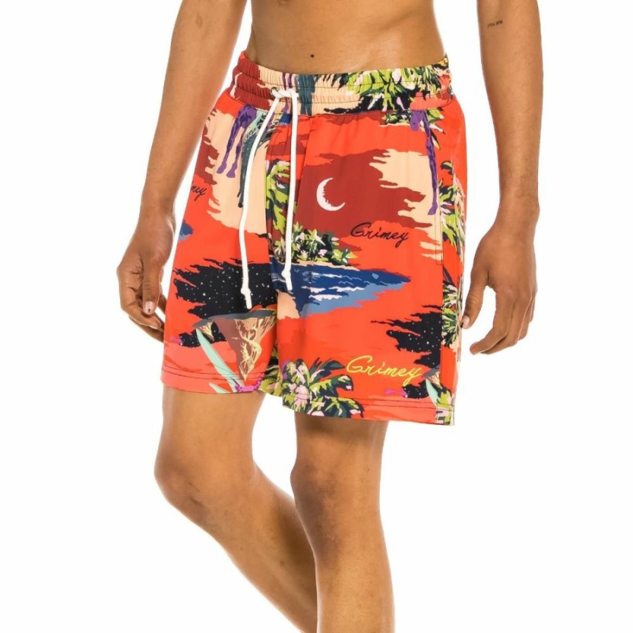 Grimey Swimwear | Grimey "Ocean Gateways" Swimming Shorts - Red - Summer 22