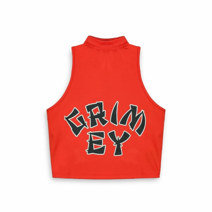 Grimey Tees & Tops | Grimey Lucky Dragon Girl Top - Red - Ss24