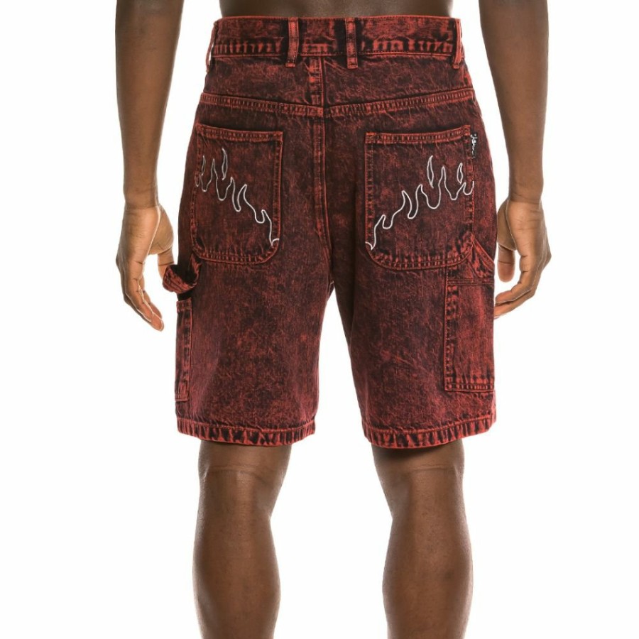 Grimey Shorts | Grimey "Liveution" Denim Short Red - Spring 21