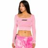 Grimey Tees & Tops | Grimey "Space Lady" Long Sleeve Crop Top - Bleached Pink - Winter 21