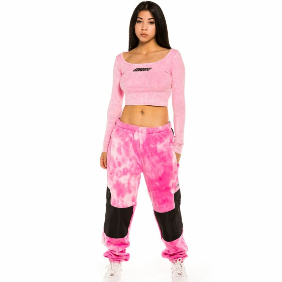 Grimey Tees & Tops | Grimey "Space Lady" Long Sleeve Crop Top - Bleached Pink - Winter 21