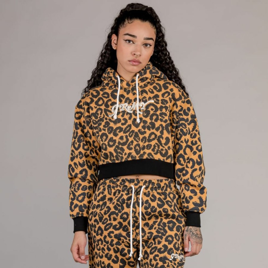 Grimey Sweatshirts | Grimey "Wetbound" Girl Crop Hoodie - Leopard - Fall 22