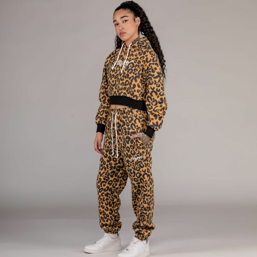 Grimey Sweatshirts | Grimey "Wetbound" Girl Crop Hoodie - Leopard - Fall 22