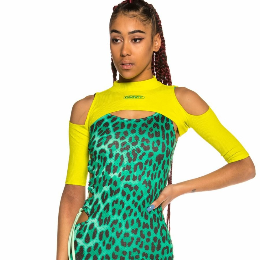 Grimey Tees & Tops | Grimey Chica Yanga Mid Sleeve Crop Top Ss20 Green