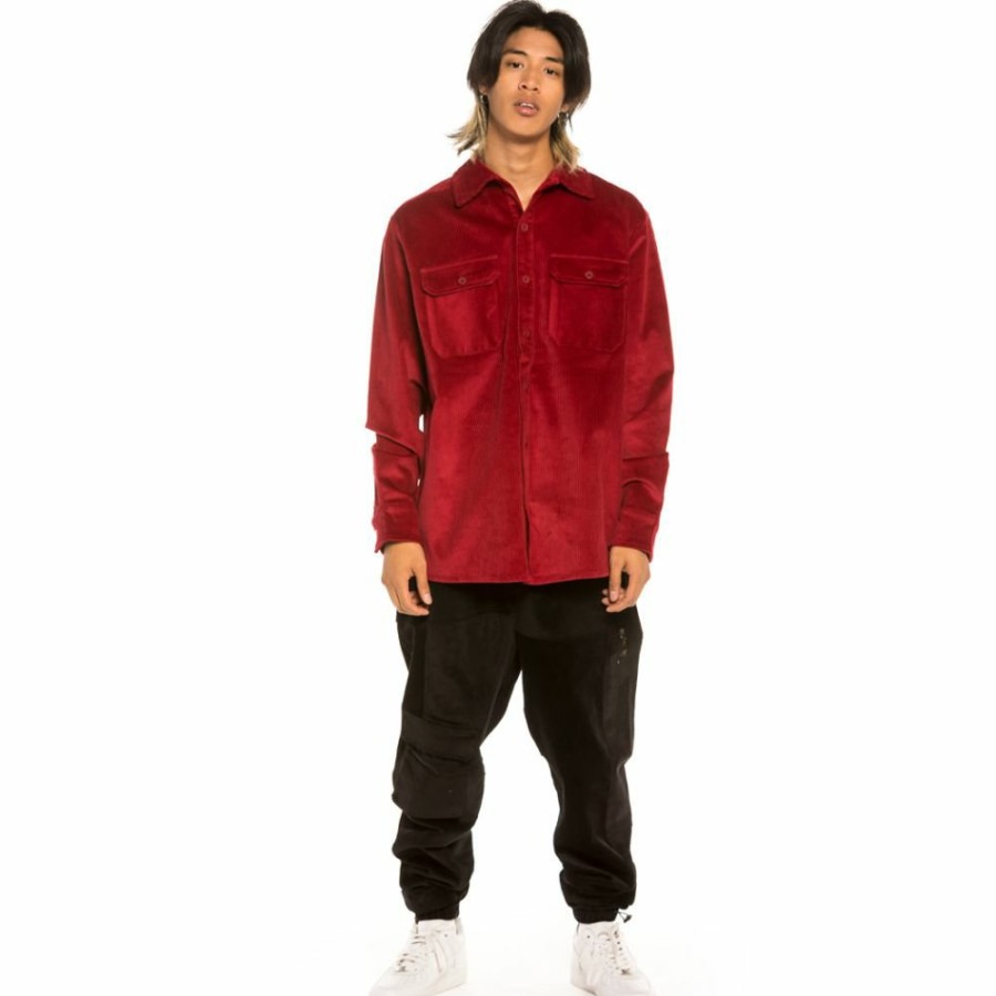 Grimey Shirts | Grimey "Aged Rum" Corduroy Long Shirt - Red - Winter 21