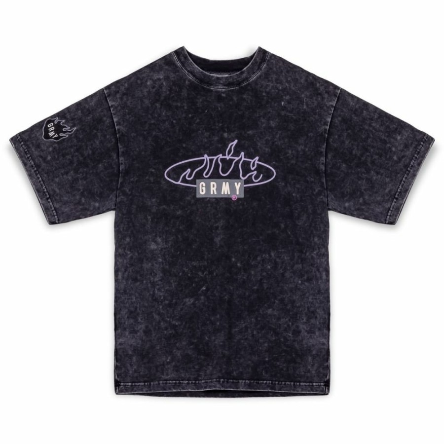 Grimey Tees | Camiseta Grimey Cloven Tongues Stone Washed Oversized - Washed Black - Summer 23