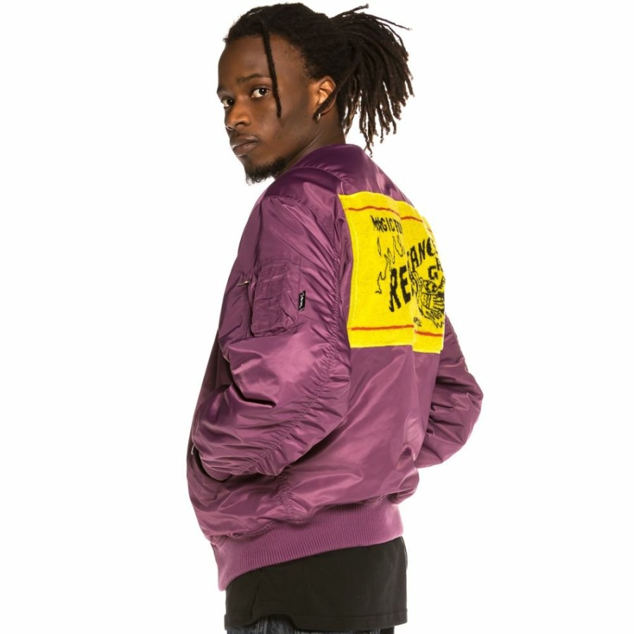 Grimey Jackets | Grimey "Liveution" Reversible Bomber Jacket Purple - Spring 21