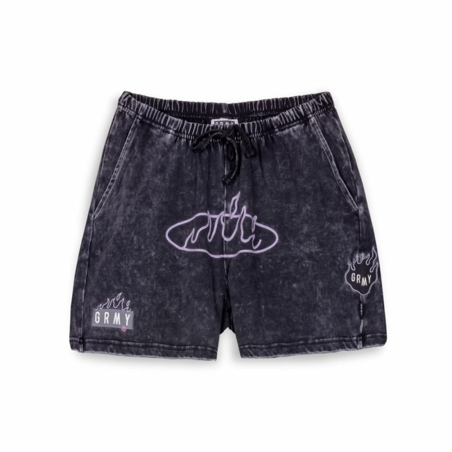 Grimey Shorts | Grimey Cloven Tongues Sweashorts - Washed Black - Summer 23